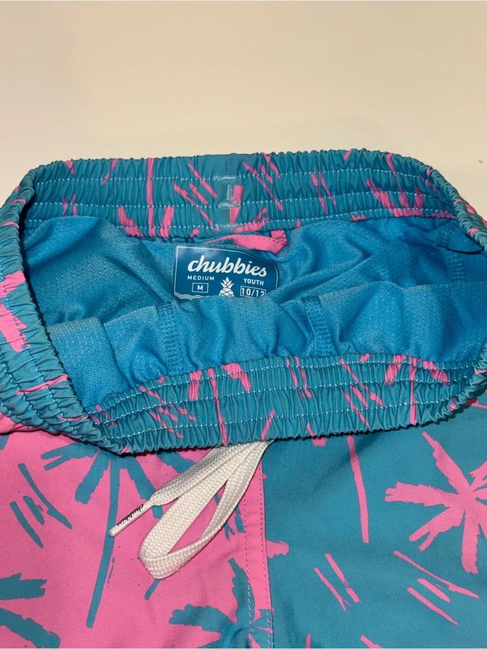 Chubbies Pink & Teal Palm Swim Shorts